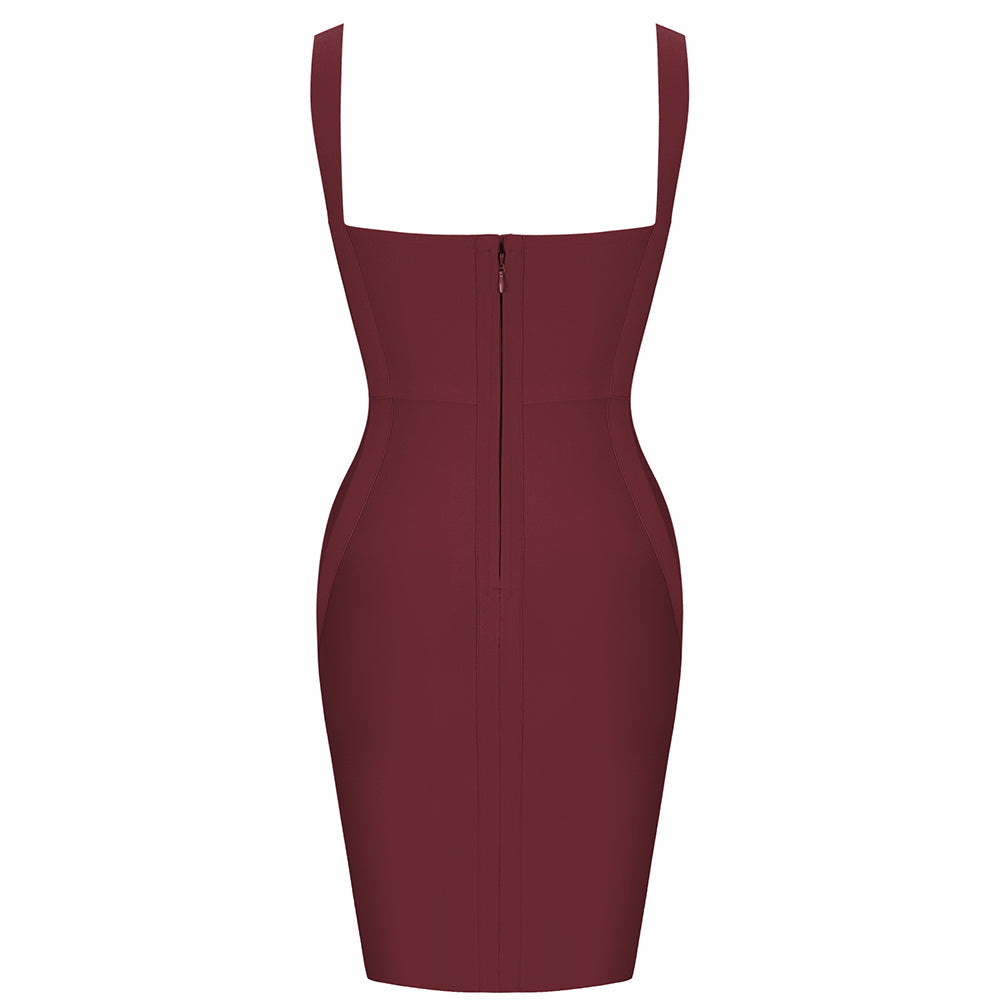 Wine Bandage Dress PK211102 3