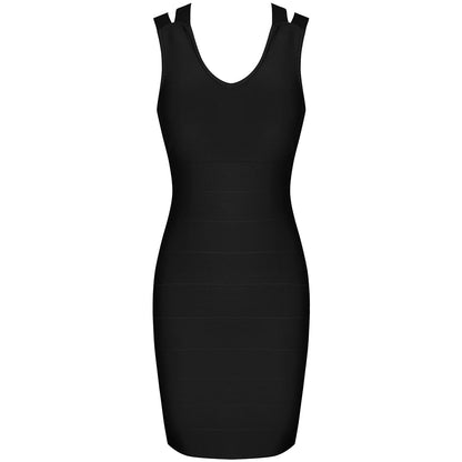 V Neck Sleeveless Hollow out Mini Bandage Dress PK21114
