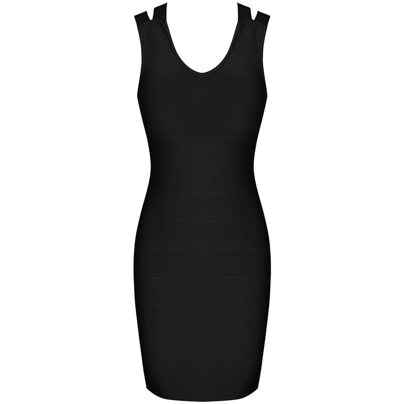 V Neck Sleeveless Hollow out Mini Bandage Dress PK21114