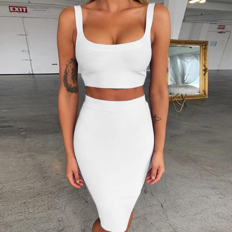 Strappy Sleeveless 2 Piece Over Knee Bandage Set PP19058