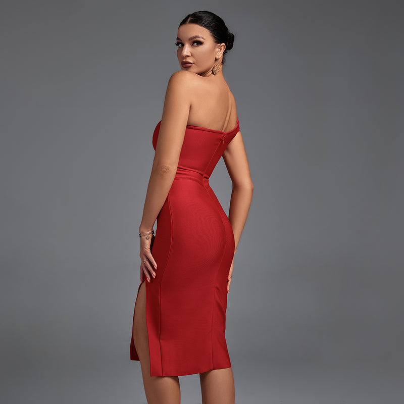 Sleeveless Asymmetrical Slit Bandage Dress PP19369