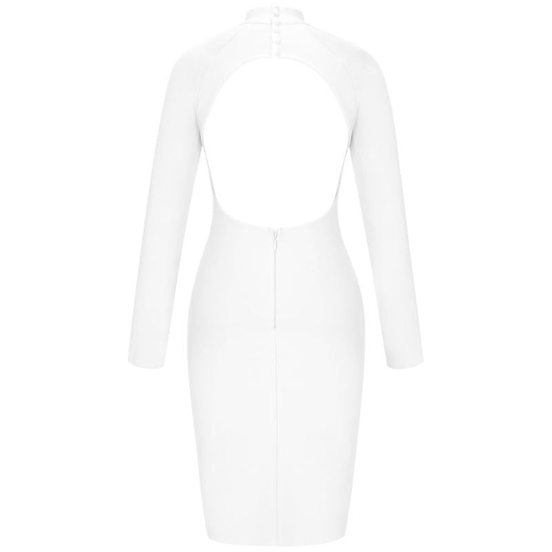 High Neck Long Sleeve Cut Out Over Knee Bandage Dress PP20009