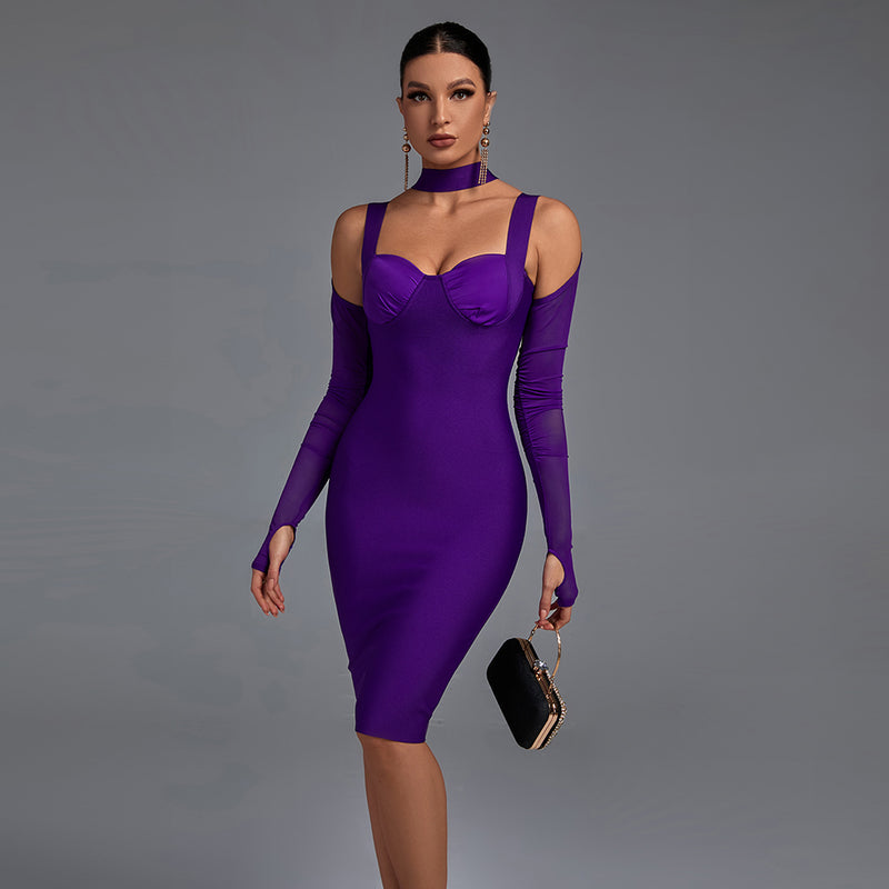 Long Sleeve Cut Out Midi Bandage Dress PP211029