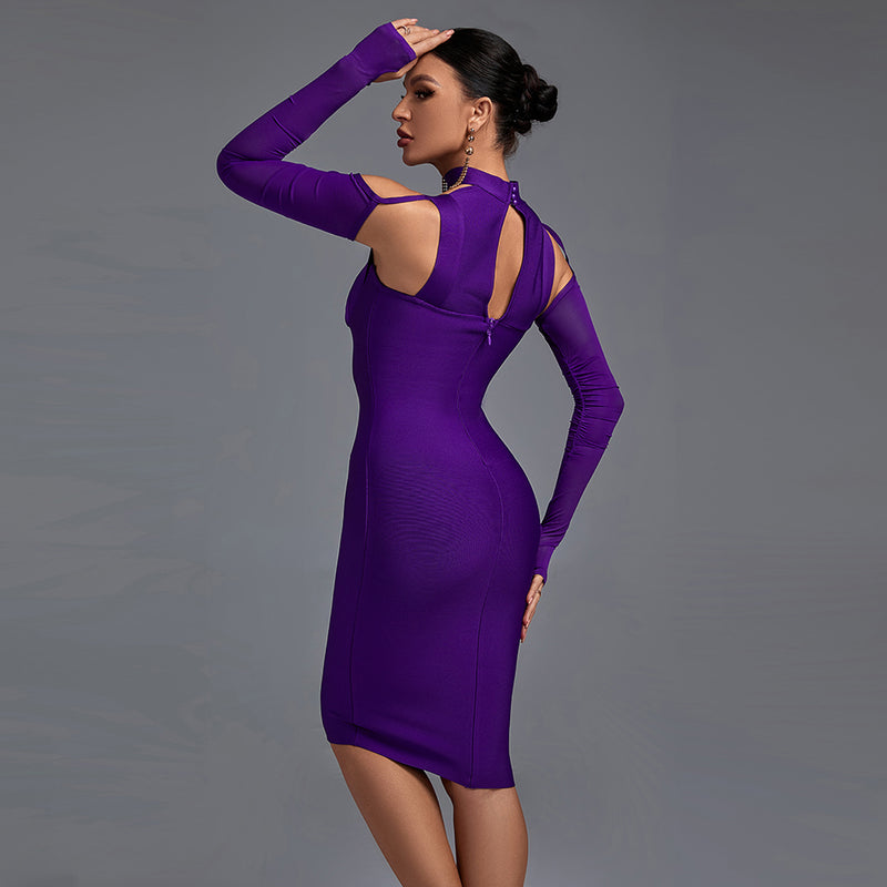 Long Sleeve Cut Out Midi Bandage Dress PP211029