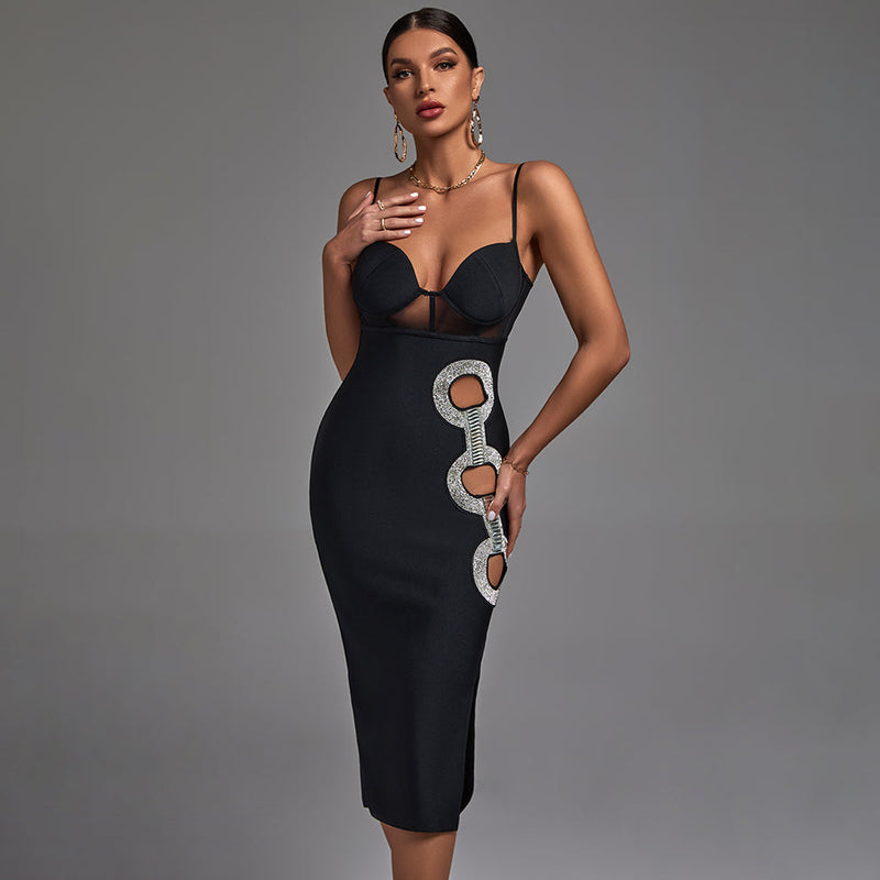 Crystal Embroidered Cutout Bustier Bandage Dress PP22023