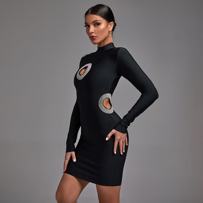 Crystal Embroidered Cutout Mini Bandage Dress PP22025
