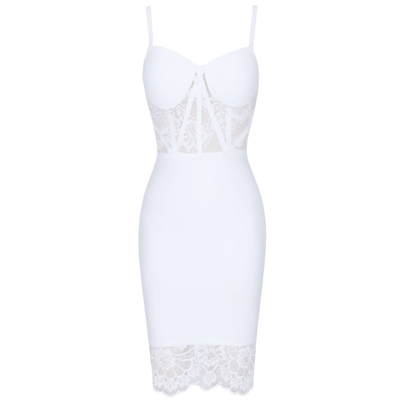 Strappy Sleeveless Lace Mini Bandage Dress PS21621