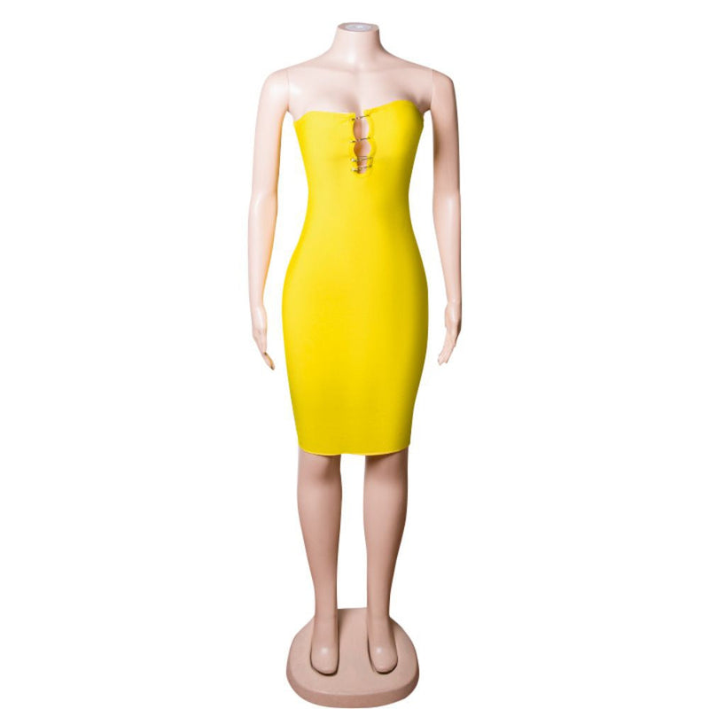 Yellow Bandage Dress PZC1472 6