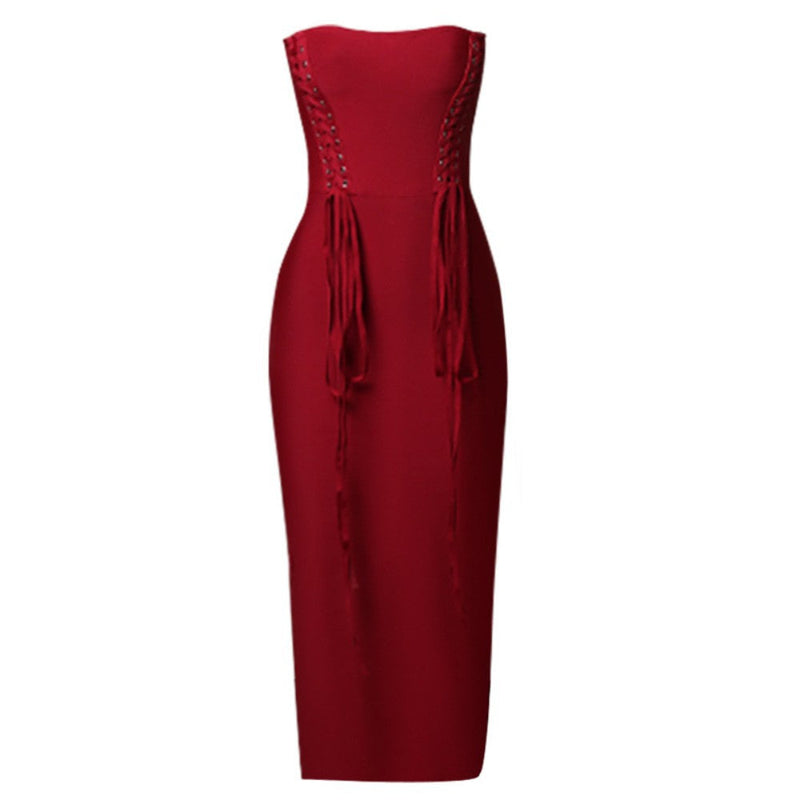 Wine Bandage Dress PZC1562 5