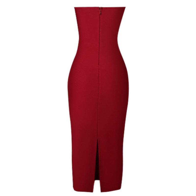 Wine Bandage Dress PZC1562 6