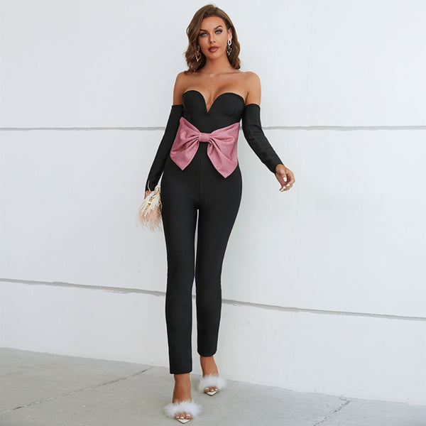 Black Bandage Jumpsuit PZC2212 1