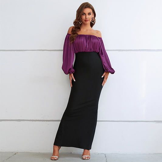 Black Purple Bodycon Dress PZC2248