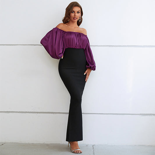 Black Purple Bodycon Dress PZC2248