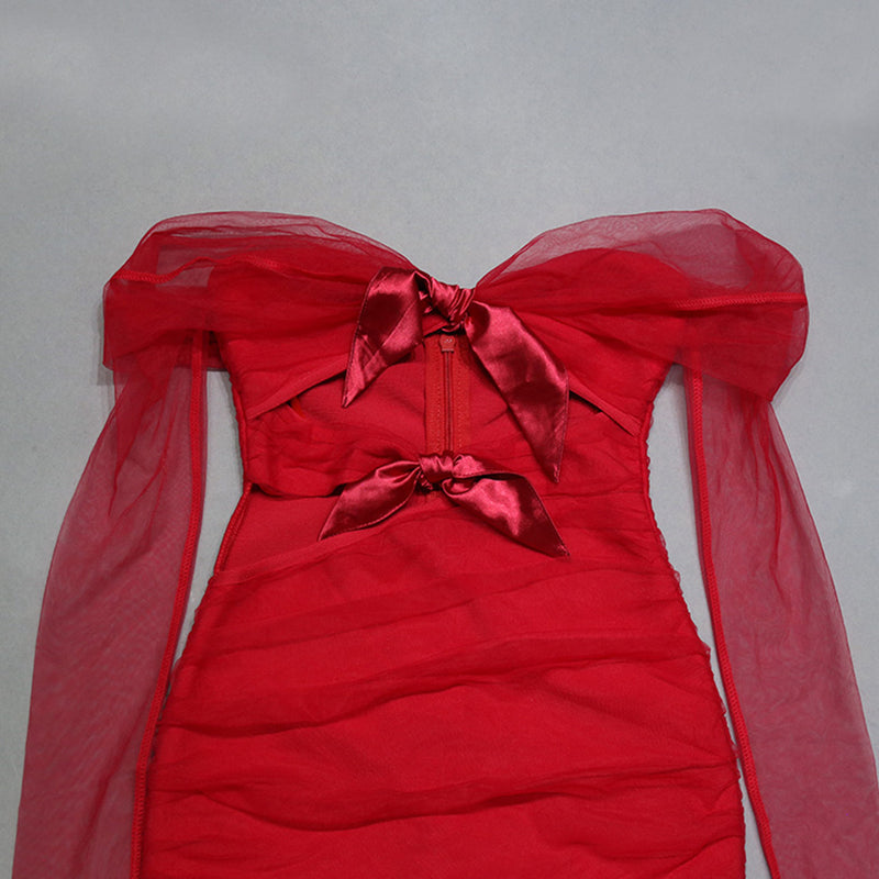 Off Shoulder Hollow Out Mini Bodycon Dress PZC2299