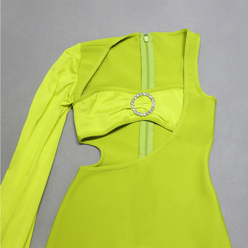 Square Collar Long Sleeve Pearl Mini Bandage Dress PZC2365