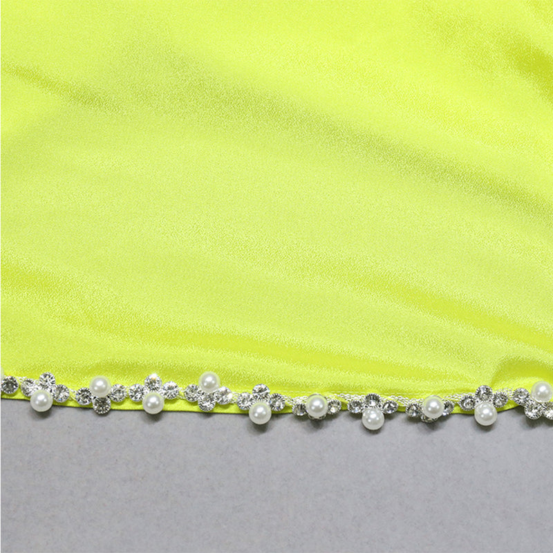 Square Collar Long Sleeve Pearl Mini Bandage Dress PZC2365