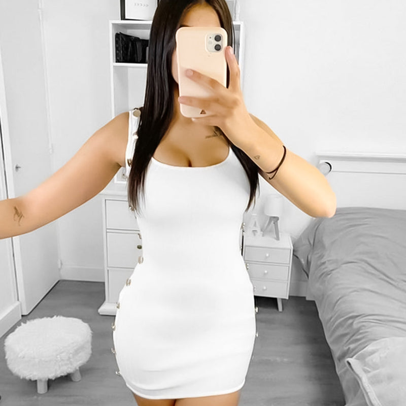 Strappy Sleeveless Striped Mini Bandage Dress PZC440