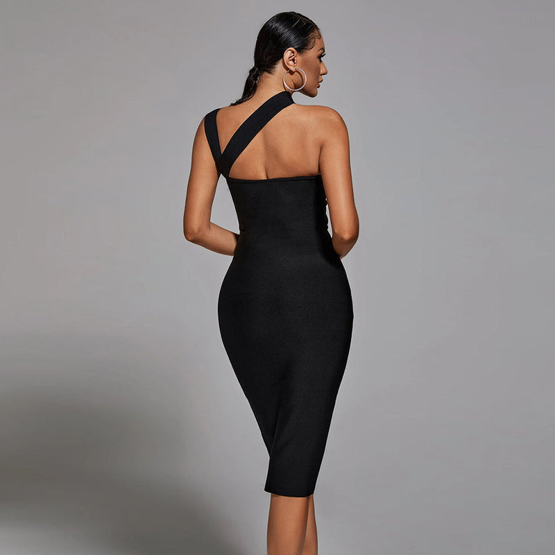 Strappy Sleeveless Asymmetrical Over Knee Bandage Dress PZC925