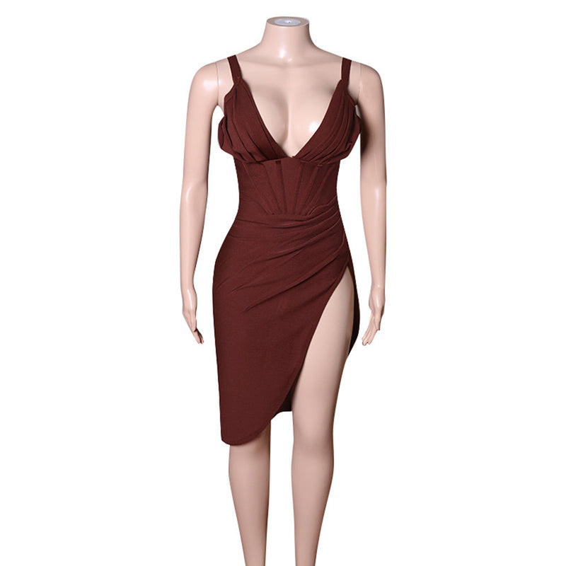 Dark Brown Bandage Dress PZH0139 8