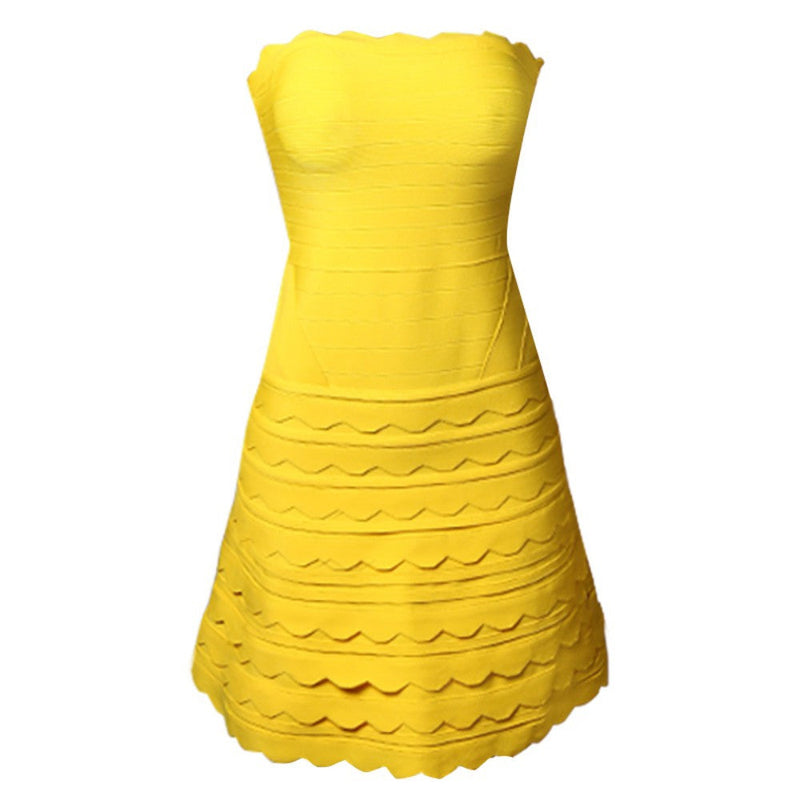 Yellow Bandage Dress PZL037 5