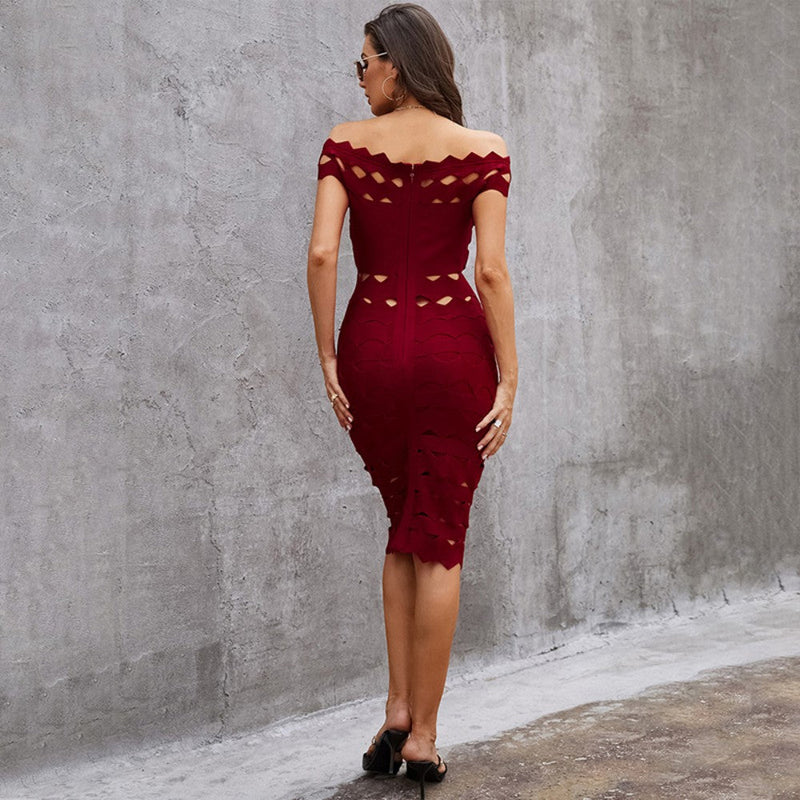 Wine Bandage Dress PZL1536 3