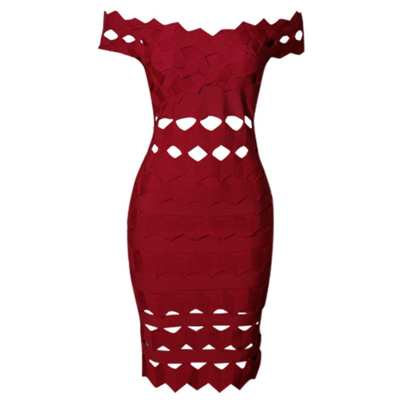 Wine Bandage Dress PZL1536 4