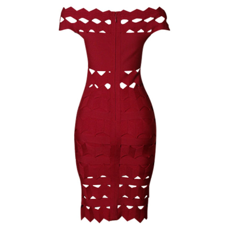 Wine Bandage Dress PZL1536 5