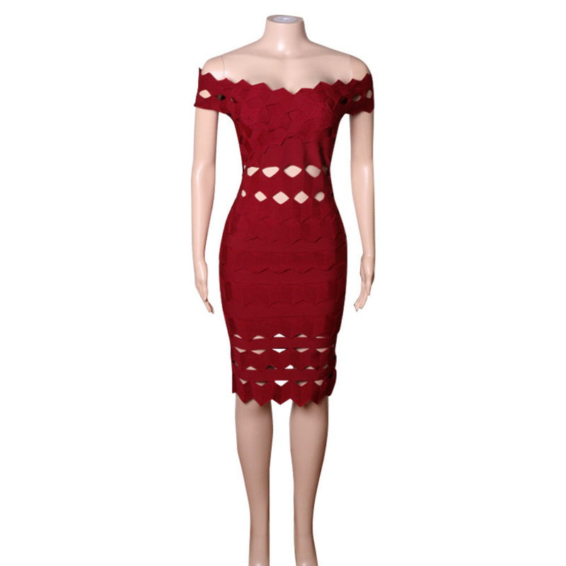 Wine Bandage Dress PZL1536 6