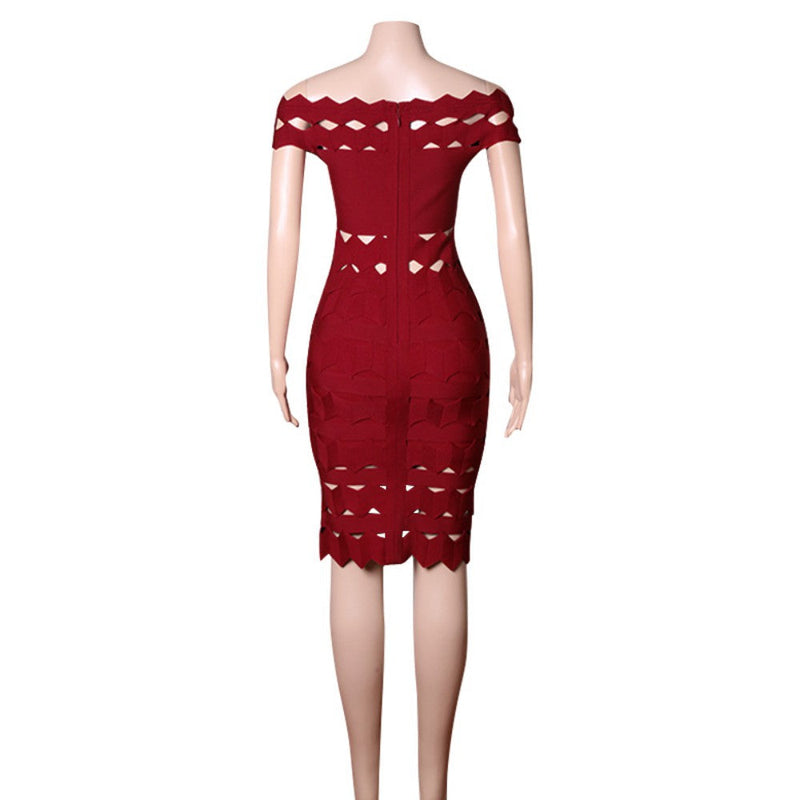 Wine Bandage Dress PZL1536 7