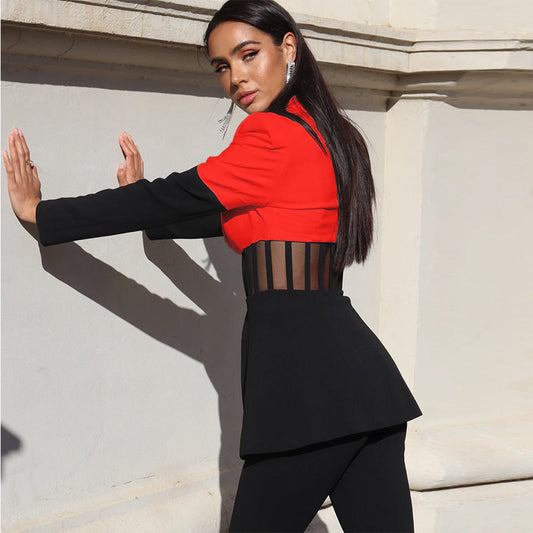 Red Bodycon Suit SY20003 2