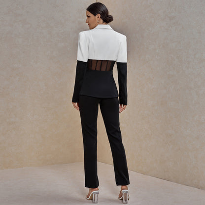 Elegant Blazer and Pants Patchwork Suit SY20003