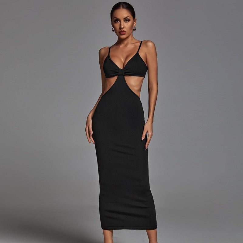 Strappy Exposed Waist Bandage Dress PP19427
