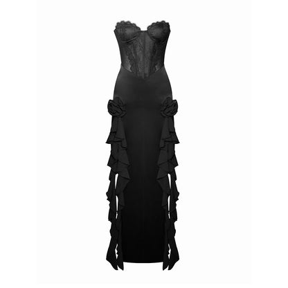 Strapless Sleeveless Flounced Maxi Dress ZNSBA715