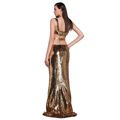Gold Bodycon Dress ZNSBA898 3