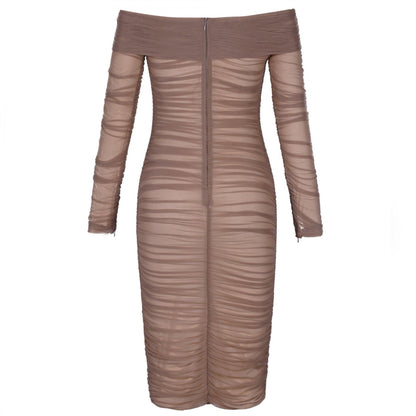 Off Shoulder Long Sleeve Ruched Mini Bodycon Dress FSP19054 7 in wolddress