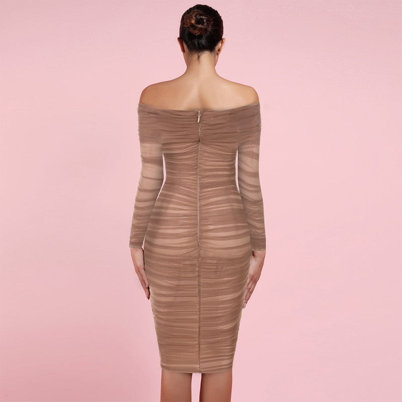 Off Shoulder Long Sleeve Ruched Mini Bodycon Dress FSP19054 5 in wolddress