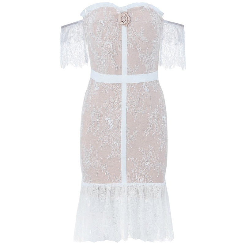 Off Shoulder Short Sleeve Lace Mini Bandage Dress HB07052 2 in wolddress