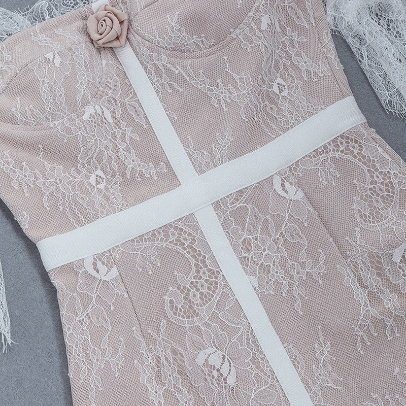 Off Shoulder Short Sleeve Lace Mini Bandage Dress HB07052 5 in wolddress
