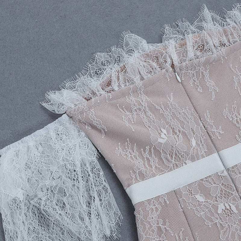 Off Shoulder Short Sleeve Lace Mini Bandage Dress HB07052 6 in wolddress