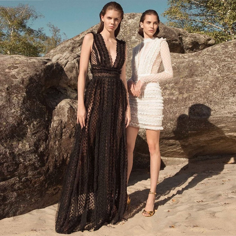 V Neck Sleeveless Chiffon Maxi Bodycon Dress HB6178 1 in wolddress