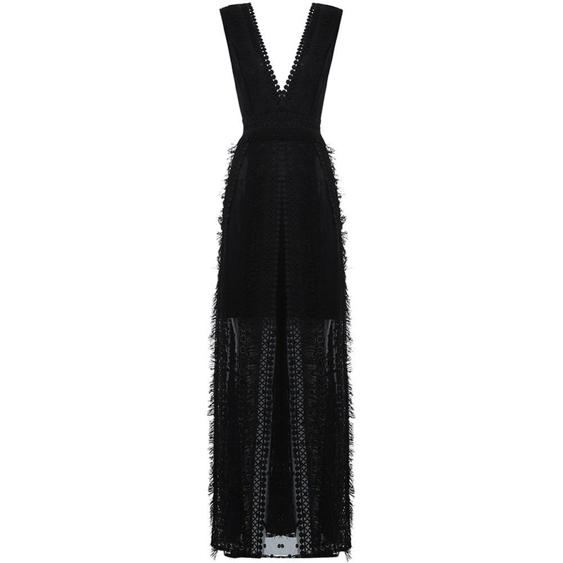 V Neck Sleeveless Chiffon Maxi Bodycon Dress HB6178 2 in wolddress