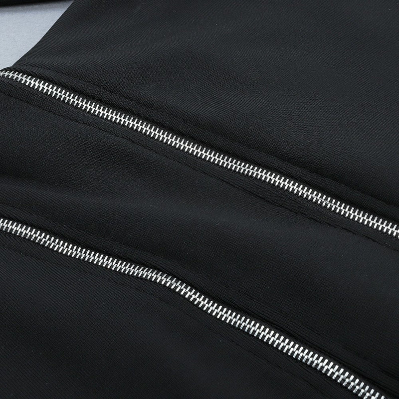 High Neck Mid Sleeve Zipper Mini Bandage Dress HB7147 8 in wolddress