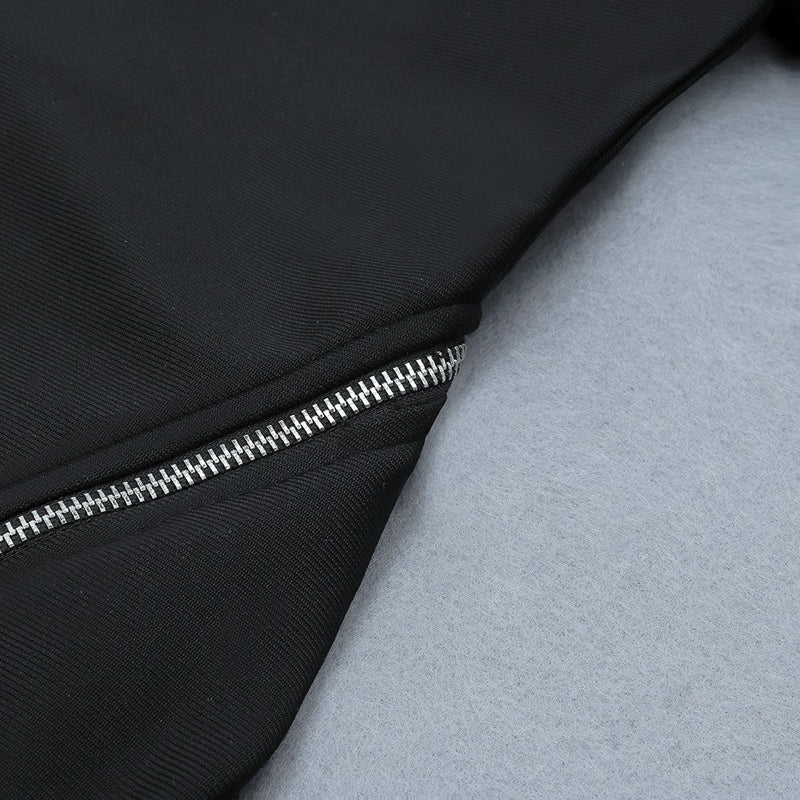 High Neck Mid Sleeve Zipper Mini Bandage Dress HB7147 5 in wolddress