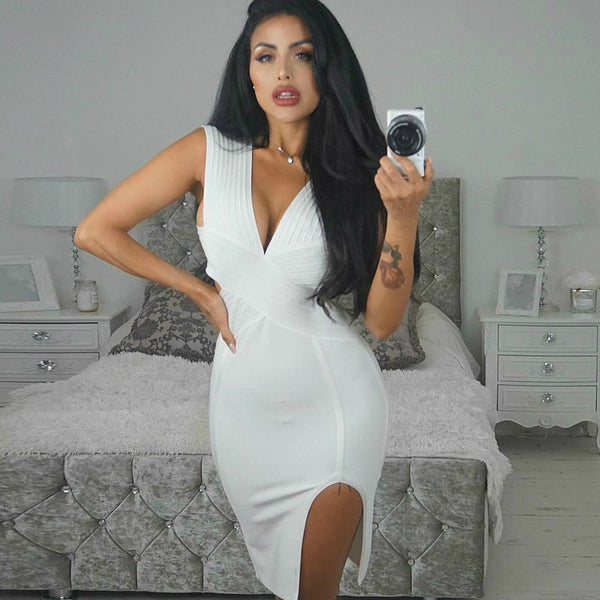 V Neck Sleeveless Hollow Out Mini Bandage Dress HI864 1 in wolddress