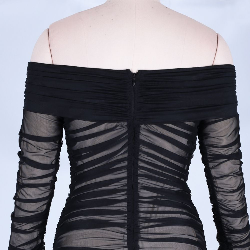 Off Shoulder Long Sleeve Ruched Mini Bodycon Dress FSP19054 15 in wolddress