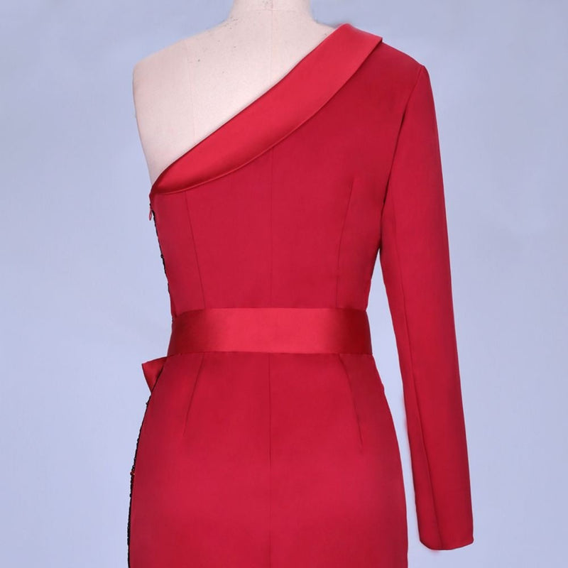 One Shoulder Long Sleeve Sequined Mini Bodycon Dress FSY19185 15 in wolddress