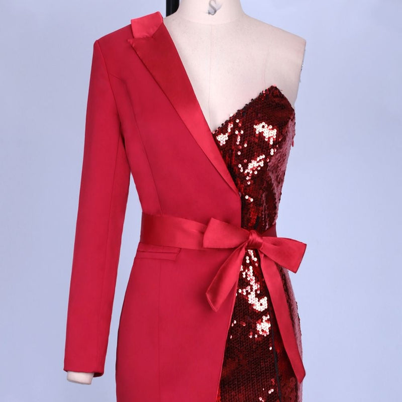 One Shoulder Long Sleeve Sequined Mini Bodycon Dress FSY19185 13 in wolddress