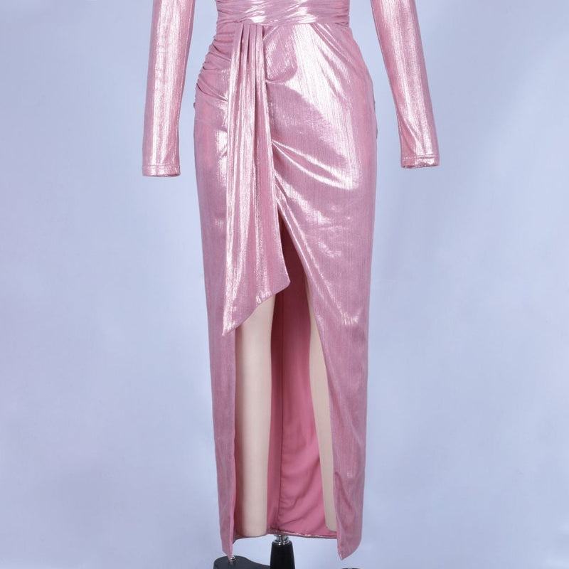 V Neck Long Sleeve Lace Up Maxi Bodycon Dress HI1131 7 in wolddress