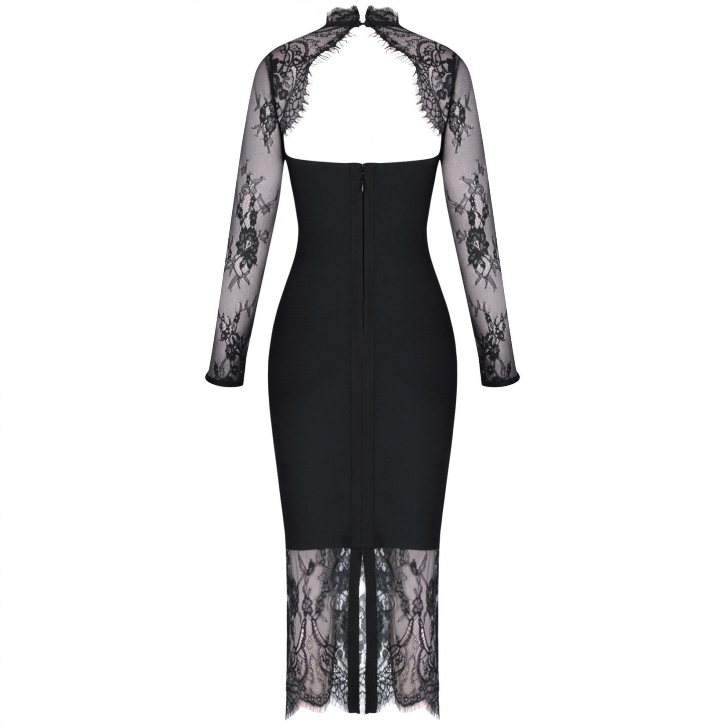 Round Neck Long Sleeve Lace Over Knee Bandage Dress PF19204 7 in wolddress