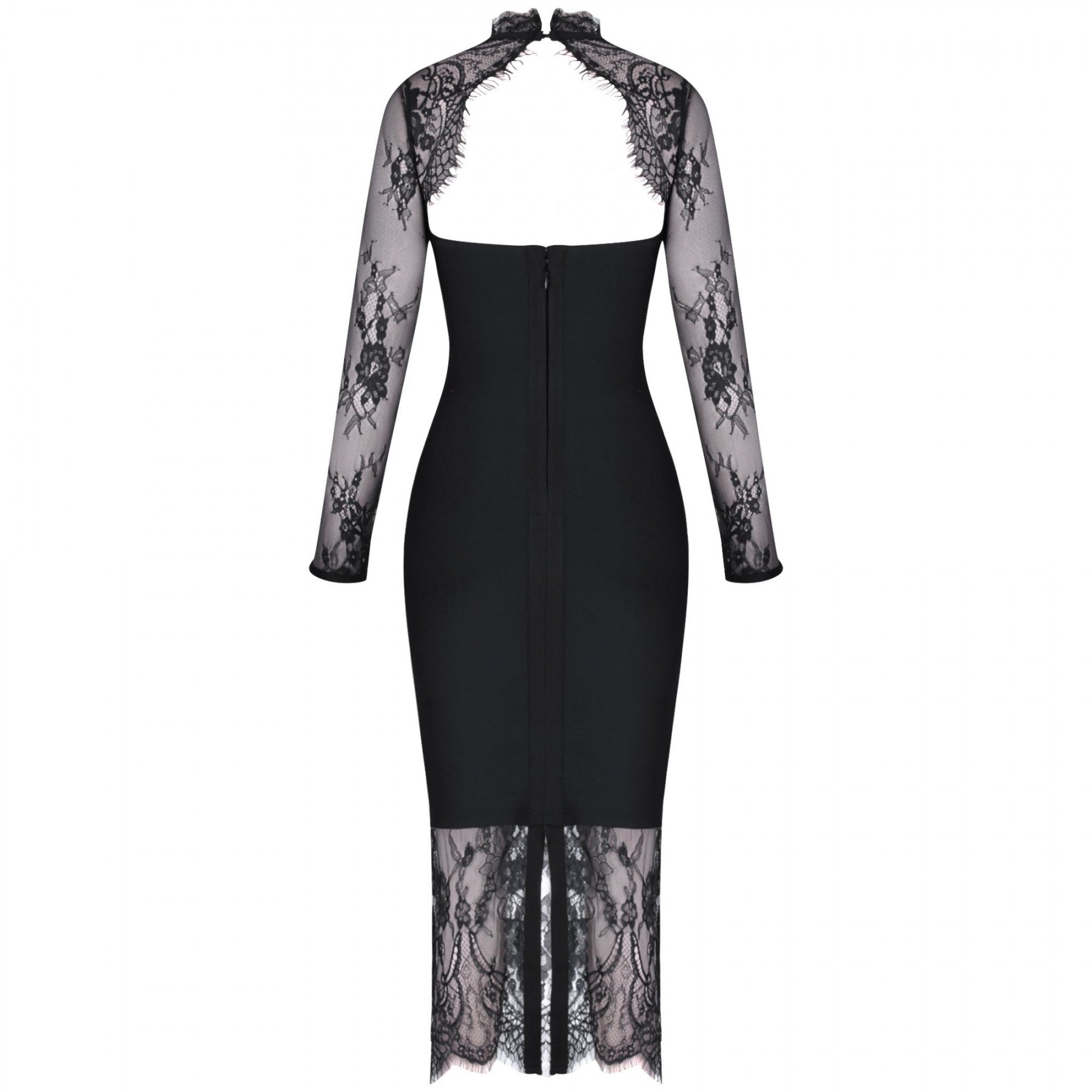 Round Neck Long Sleeve Lace Over Knee Bandage Dress PF19204 7 in wolddress